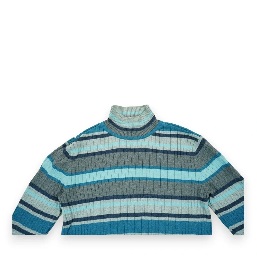 Vintage Talbots Striped Turtleneck Women's Size M Ribbed Knit Sweater Long Sleev
